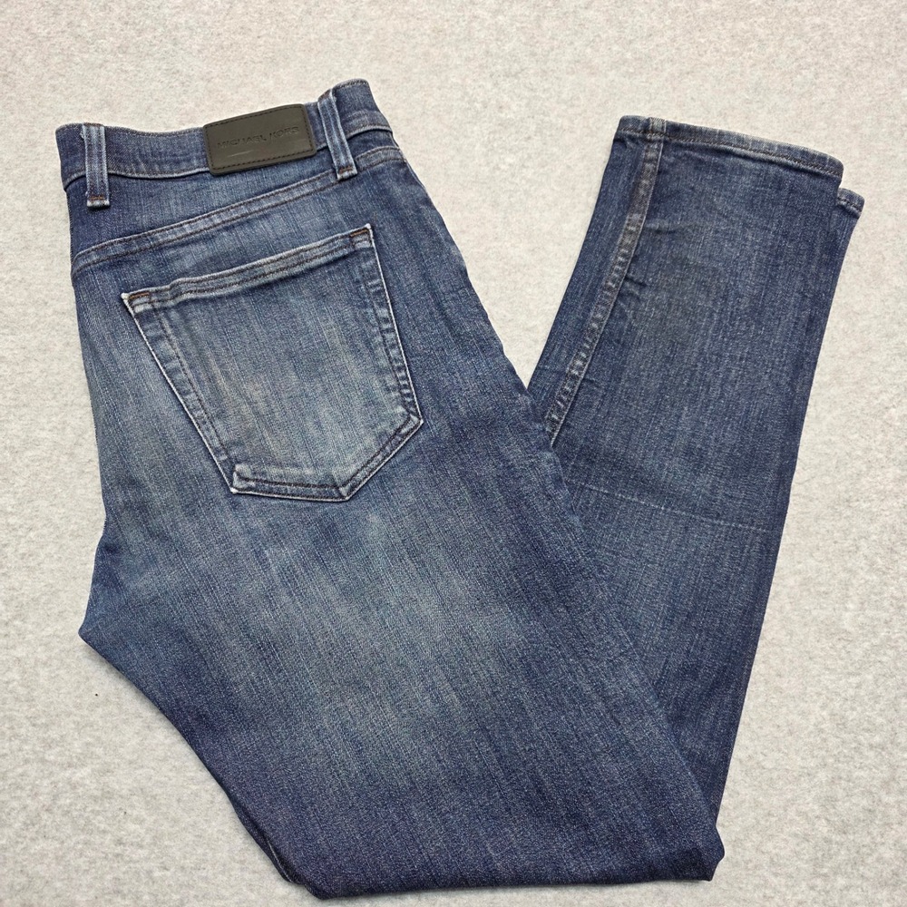 Michael Kors Parker Slim Fit Men's‎ 33x32 Blue Wash Denim Designer Jeans